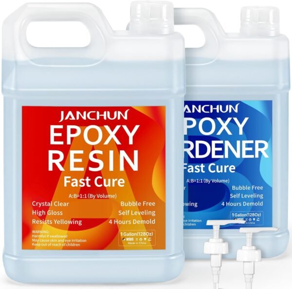 2 Gallon Epoxy Resin + 2 Gallon Epoxy Hardener, High Gloss Coating for River Table Tops, Art Casting Resin, Jewelry Making, DIY, Tumblers, Molds, Art Painting, Fast Curing Resin – Bild 8