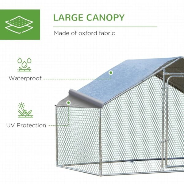 XCJDILAO PawHut Large Coop Metal Run with Waterproof and Anti-UV Cover Spire Shaped Walk-in Fence Cage Hen House for Outdoor and Yard Farm Use 1.26” Tube Diameter 9.8‘ x 6.6‘ x 6.4‘ – Bild 4