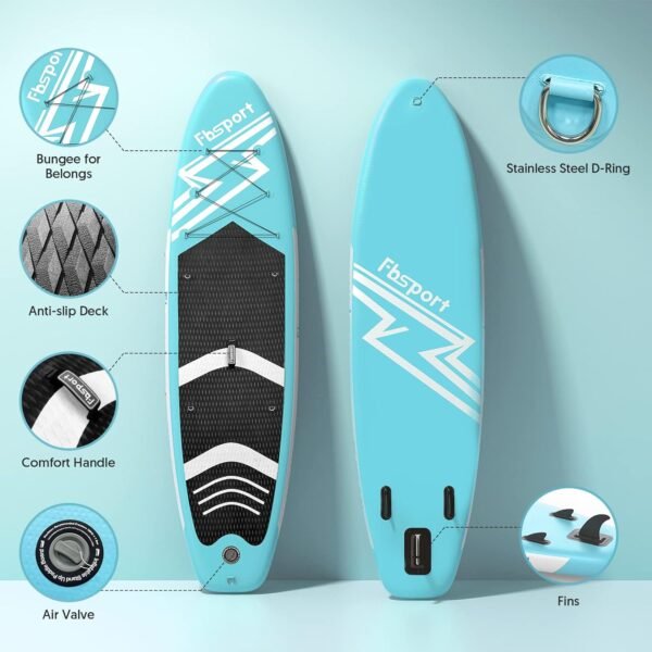 11FT Premium Inflatable Stand Up Paddle Board, Yoga Board with Durable SUP Accessories & Carry Bag | Wide Stance, Surf Control, Non-Slip Deck, Leash, Paddle and Pump for Youth & Adult – Bild 4