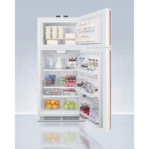 18 cu.ft. break room refrigerator-freezer in white with NIST calibrated alarm/thermometers and copper handles – Bild 4
