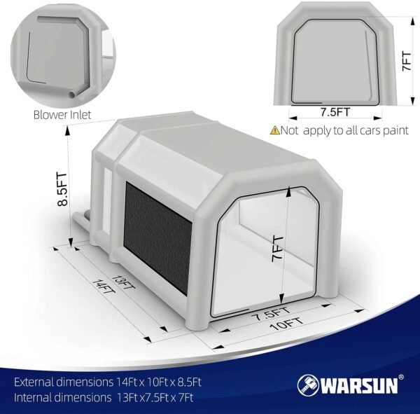 Warsun Inflatable Paint Booth with Larger Air Filter System 14x10x8.5Ft Inflatable Spray Portable Paint Tent – Bild 3