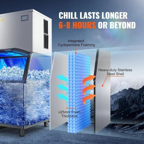 VEVOR Commercial Ice Maker, 360LBS/24H Ice Making Machine with 330.7LBS Large Storage Bin – Bild 5