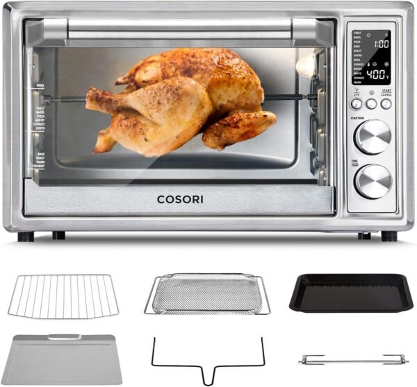 12-in-1 Air Fryer Toaster Oven Combo, Airfryer Convection Oven Countertop, Bake, Broil, Roast, Dehydrate, 134 Recipes & 4 Accessories, 32QT, Silver, Stainless Steel – Bild 8