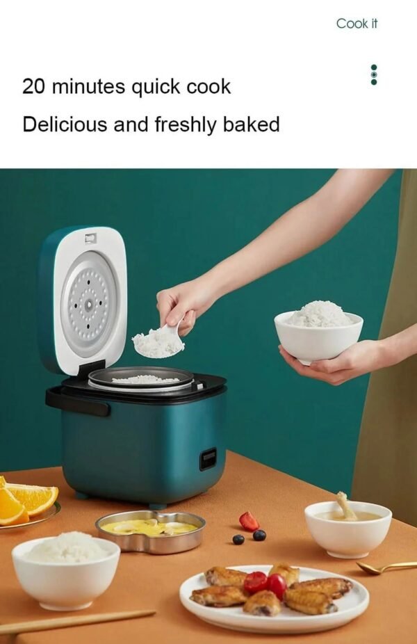 1.2L Mini Electric Rice Cooker - Intelligent, Automatic, Household Appliance for Small Meals, Food Warming, and Steaming - Ideal for 1-2 People Blue – Bild 4