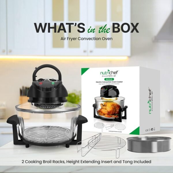 18 Quart Convection Countertop Air Fryer - See through Glass for Best Cooking Results - Air Fryer, Roaster, Bake, Grill, Steam & Roast - Includes Glass Bowl, Broil Rack & Toasting Rack – Bild 2