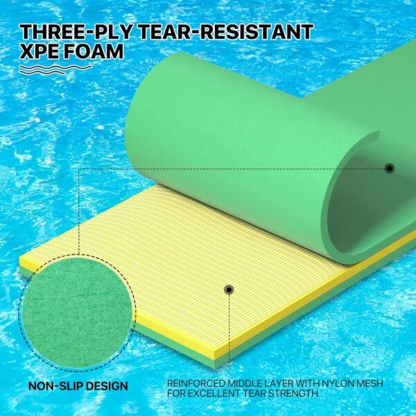 18 x 6 Ft Outdoor Floating Water Mat for Adult Beach Lake Ocean Swimming Pool Large Size 3 Layer Tear Resistant XPE Foam Giant Swim Tanning Float Island Pad Raft Recreation Hammock Lounger Blue – Bild 49