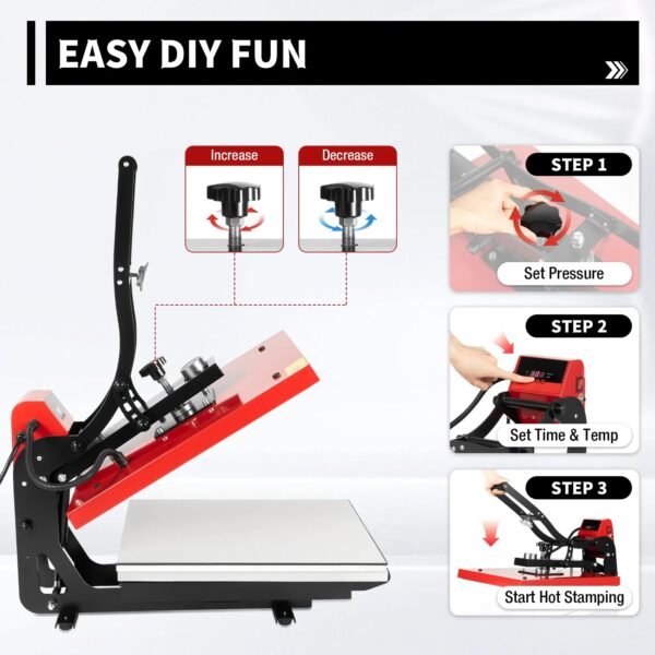 16"x20" Slide Out Auto Open Heat Press Machine Clamshell Slide Out Base T-Shirt – Bild 4
