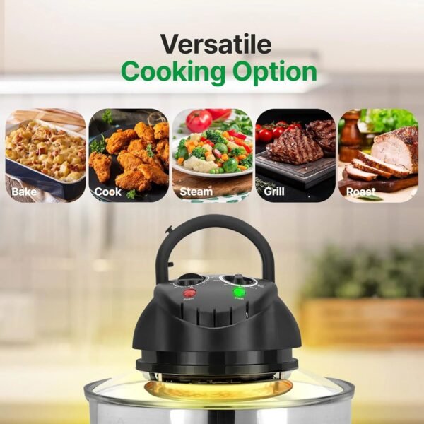 18 Quart Convection Countertop Air Fryer - See through Glass for Best Cooking Results - Air Fryer, Roaster, Bake, Grill, Steam & Roast - Includes Glass Bowl, Broil Rack & Toasting Rack – Bild 6