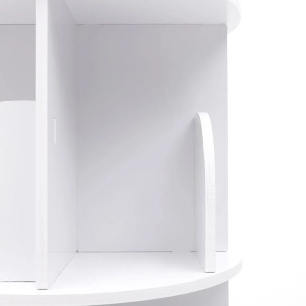 Wuzstar 4 Tiers Rotating Bookshelf 360 Degrees Display Shelves Bookshelf Organizer White Stackable Rack Floor Standing Bookcase for Living Room, Bedroom and Office, 15.7 * 15.7 * 46.5in – Bild 5