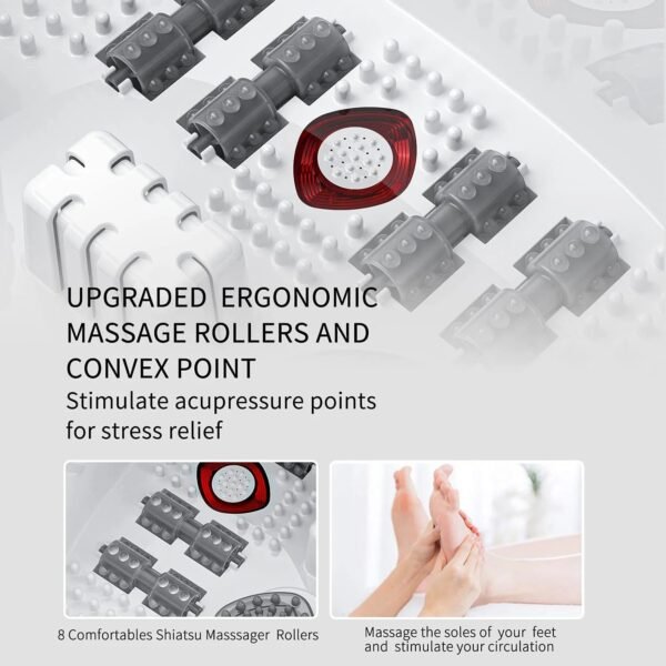 YOZIHAYL Foot Spa Bath Massager with Heat Epsom Salt Bubbles Vibration and Red Light 8 Massage Roller Pedicure Tub for Stress Relief Foot Soaker Acupressure Points&Temperature Contr – Bild 6