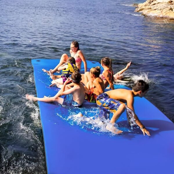 18 x 6 Ft Outdoor Floating Water Mat for Adult Beach Lake Ocean Swimming Pool Large Size 3 Layer Tear Resistant XPE Foam Giant Swim Tanning Float Island Pad Raft Recreation Hammock Lounger Blue – Bild 14