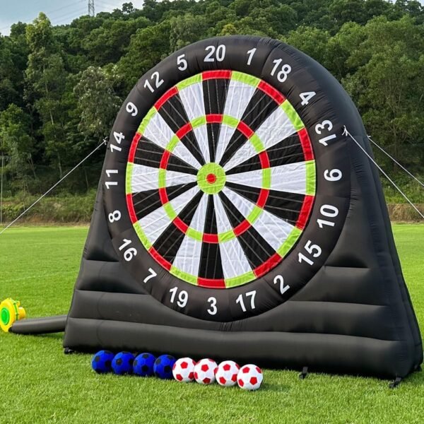 10ft Soccer Dart Board Inflatable Football Darts Kick Goal Game with 8 pcs Sticky Ball & Air Blower for Outdoor Sports Game
