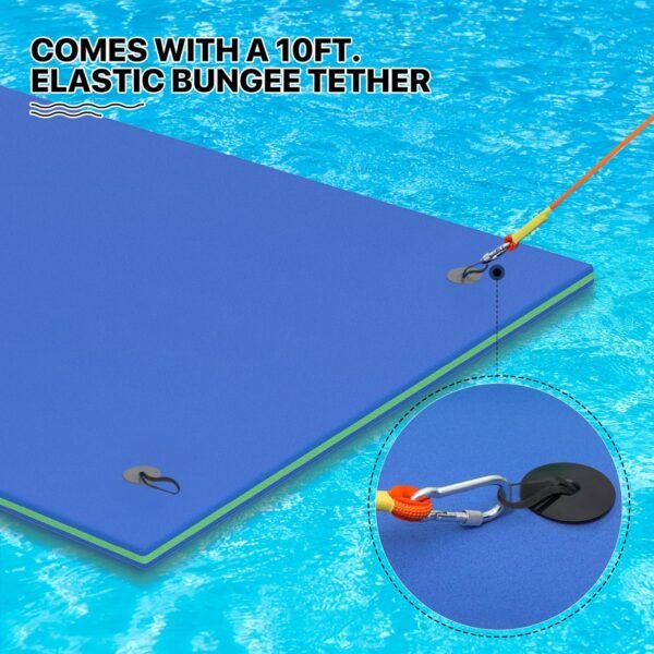18 x 6 Ft Outdoor Floating Water Mat for Adult Beach Lake Ocean Swimming Pool Large Size 3 Layer Tear Resistant XPE Foam Giant Swim Tanning Float Island Pad Raft Recreation Hammock Lounger Blue – Bild 17