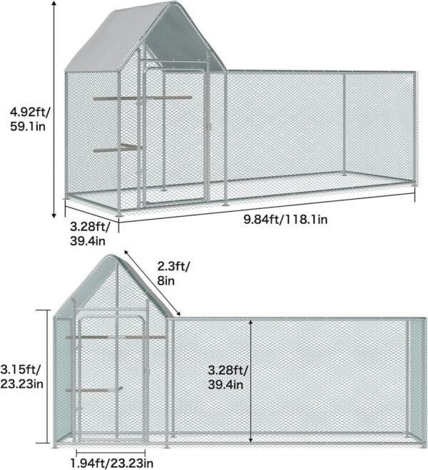 Walnest 10ft Large Metal Chicken Coop with Climbing Frame, Walk-in Poultry Cage with Waterproof&Anti-UV Cover,Heavy Duty Chicken Coop or Outdoor Backyard Farm Use – Bild 2