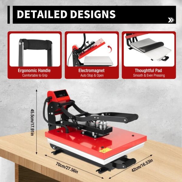 16" x 20" Clamshell Semi-Auto Open Heat Press Machine with Slide Out Function Heavy – Bild 2