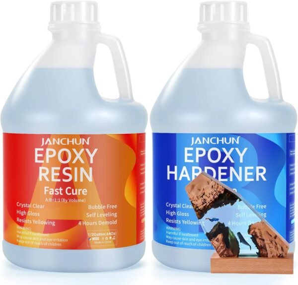 2 Gallon Epoxy Resin + 2 Gallon Epoxy Hardener, High Gloss Coating for River Table Tops, Art Casting Resin, Jewelry Making, DIY, Tumblers, Molds, Art Painting, Fast Curing Resin – Bild 27