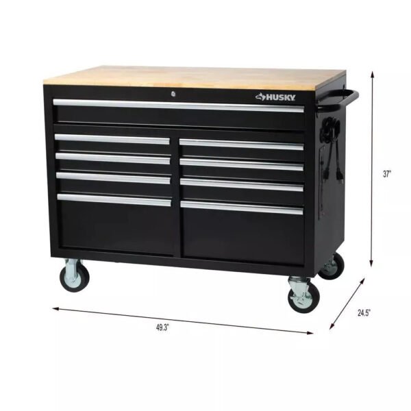 🔥46 in. W x 24 in. D 9-Drawer Gloss Black Deep Tool Chest Mobile Workbench – Bild 6