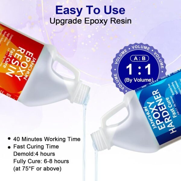 2 Gallon Epoxy Resin + 2 Gallon Epoxy Hardener, High Gloss Coating for River Table Tops, Art Casting Resin, Jewelry Making, DIY, Tumblers, Molds, Art Painting, Fast Curing Resin – Bild 31