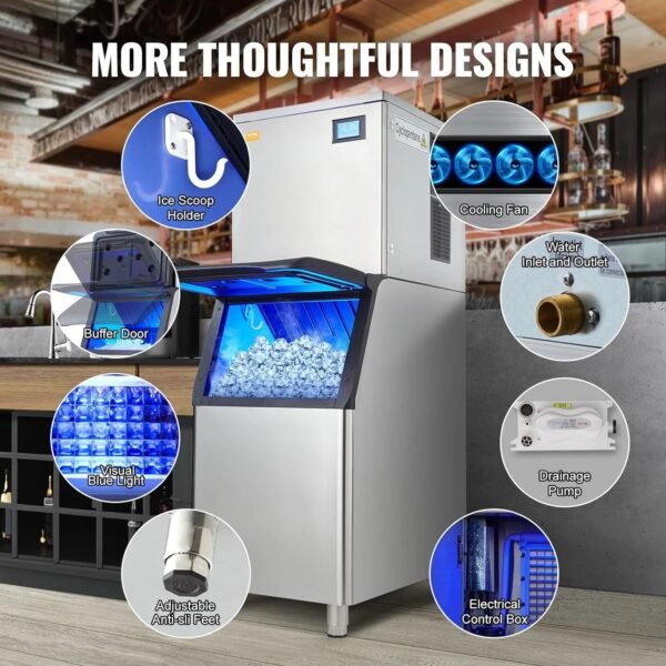 VEVOR Commercial Ice Maker, 360LBS/24H Ice Making Machine with 330.7LBS Large Storage Bin – Bild 2
