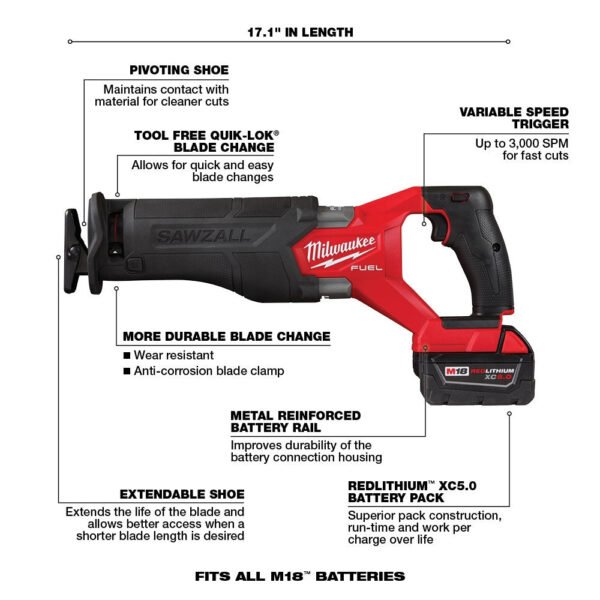 18V M18 FUEL Lithium-Ion Brushless Cordless 7-Tool Combo Kit 5.0 Ah – Bild 6