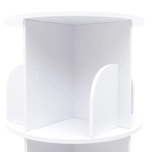 Wuzstar 4 Tiers Rotating Bookshelf 360 Degrees Display Shelves Bookshelf Organizer White Stackable Rack Floor Standing Bookcase for Living Room, Bedroom and Office, 15.7 * 15.7 * 46.5in – Bild 7