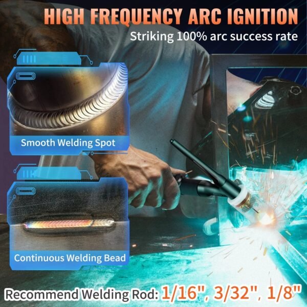 VEVOR 210Amp TIG Welder 110/220V Dual Voltage HF TIG/Stick/Clean 3 in 1 Welder w/ Pulse, IGBT Inverter & Torch, Digital Arc Welding Machine for Stainless Steel, Iron, Mild Steel, Copper, and Nickel – Bild 6