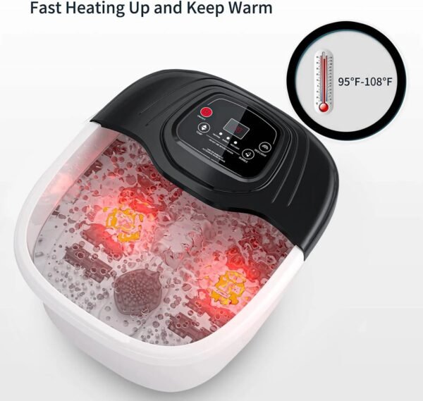 YOZIHAYL Foot Spa Bath Massager with Heat Epsom Salt Bubbles Vibration and Red Light 8 Massage Roller Pedicure Tub for Stress Relief Foot Soaker Acupressure Points&Temperature Contr – Bild 7