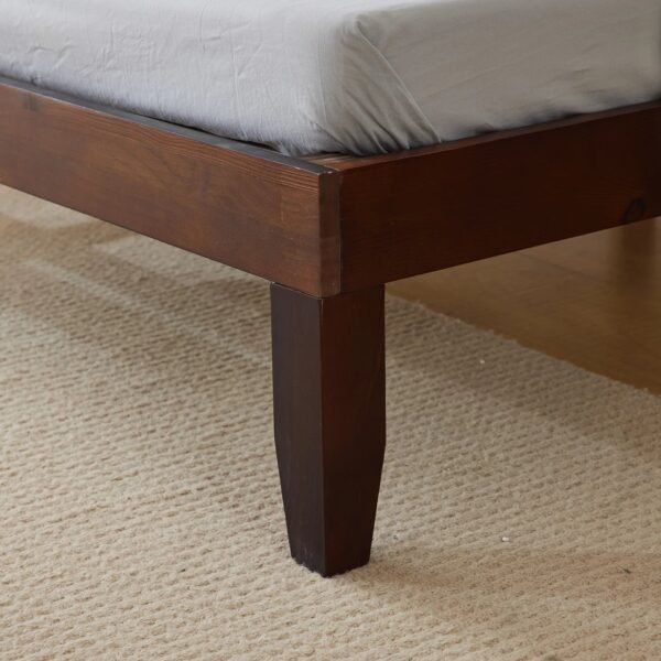 Wooden Twin Bed Frame with Brown Finish - Sturdy and Basic Design, 197.2 x 96.5 x 30.5cm - Perfect for Kids' Bedrooms – Bild 2
