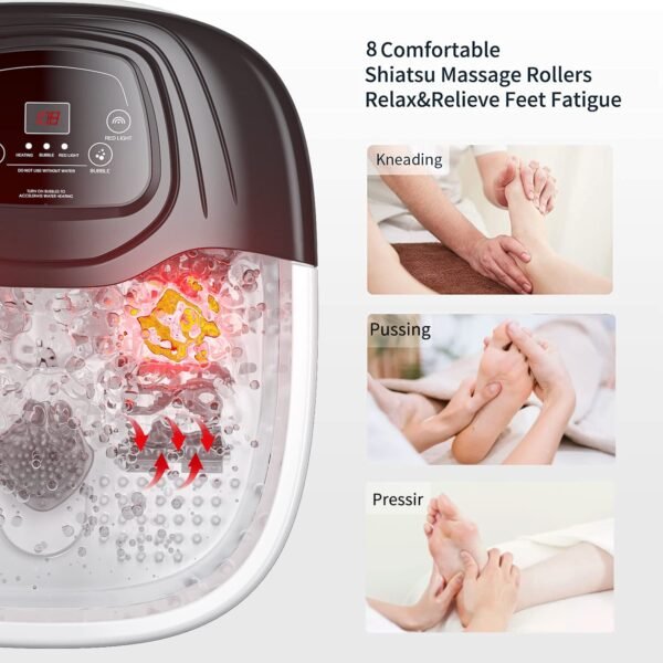 YOZIHAYL Foot Spa Bath Massager with Heat Epsom Salt Bubbles Vibration and Red Light 8 Massage Roller Pedicure Tub for Stress Relief Foot Soaker Acupressure Points&Temperature Contr – Bild 3