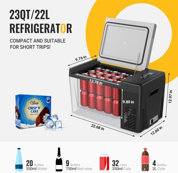 12 Volt Refrigerator 12V Car Fridge 30 Quart Portable Freezer Compressor Cooler -7℉~50℉ Compressor Freezer, 12/24V DC 110~240 Volt AC, for Truck RV SU – Bild 26