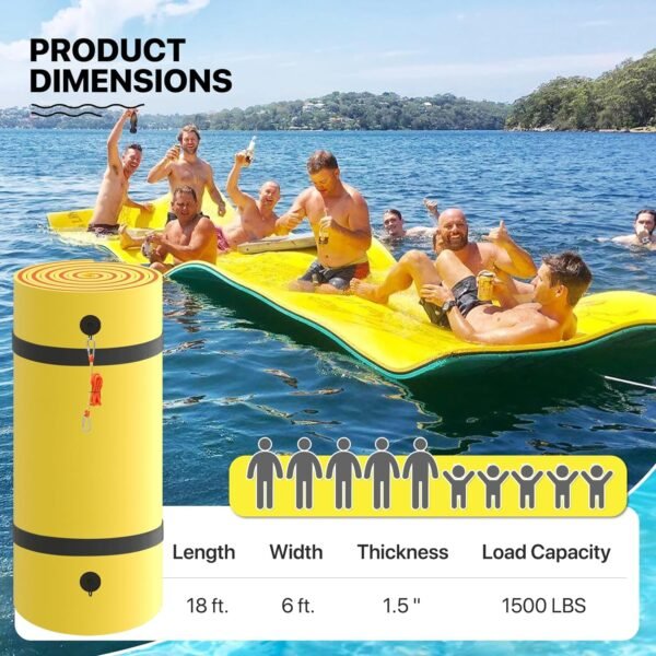 18 x 6 Ft Outdoor Floating Water Mat for Adult Beach Lake Ocean Swimming Pool Large Size 3 Layer Tear Resistant XPE Foam Giant Swim Tanning Float Island Pad Raft Recreation Hammock Lounger Blue – Bild 77