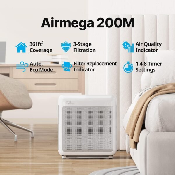 True HEPA Purifier with Air Quality Monitoring, Auto, Timer, Filter Indicator, and Eco Mode, 16.8 x 18.3 x 9.7, White – Bild 13