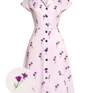 Purple 1940s Petunia Lapel Dress