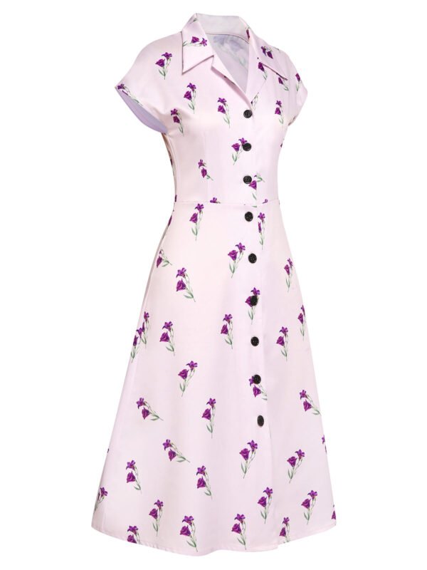 Purple 1940s Petunia Lapel Dress – Bild 3