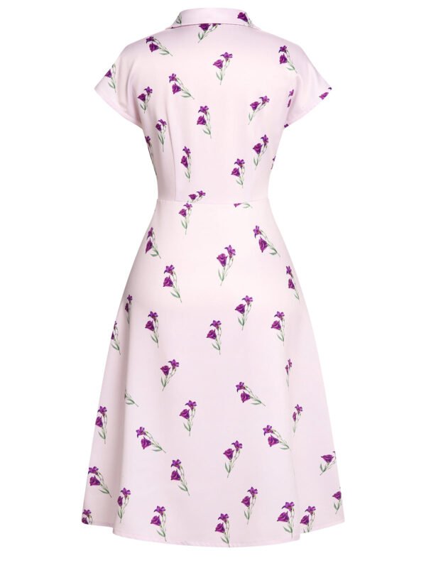 Purple 1940s Petunia Lapel Dress – Bild 4