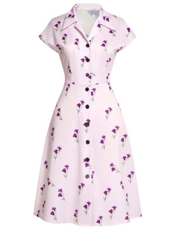 Purple 1940s Petunia Lapel Dress – Bild 2