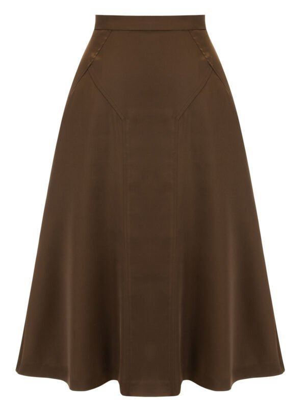 2PCS Lapel Puff Sleeve Solid Blouse & High Waist Skirt – Bild 9