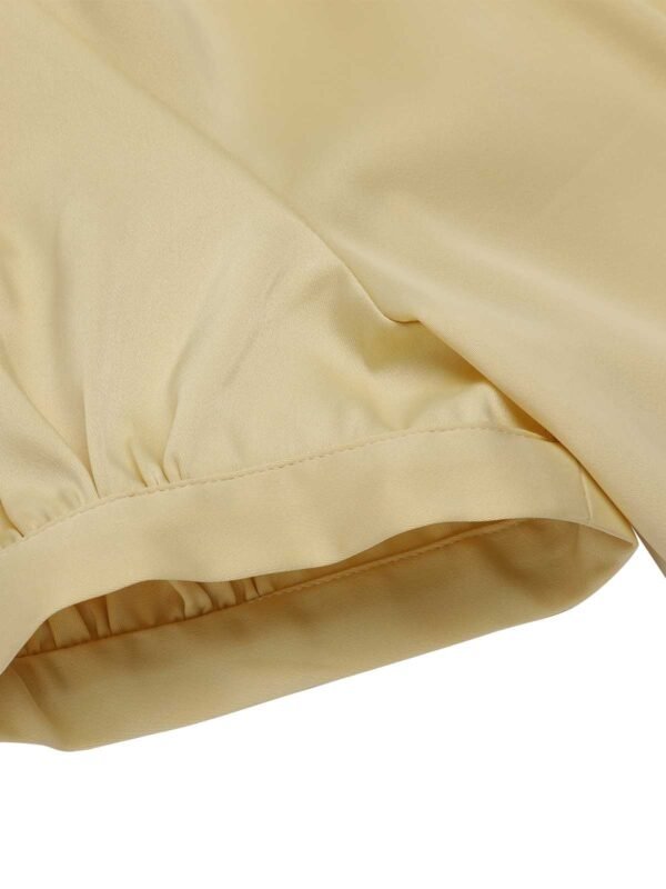 2PCS Lapel Puff Sleeve Solid Blouse & High Waist Skirt – Bild 7