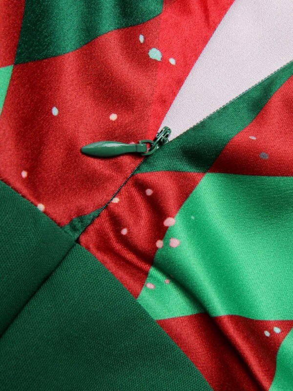 Green 1930s Christmas Plaid Lace Patchwork Jumpsuit – Bild 6