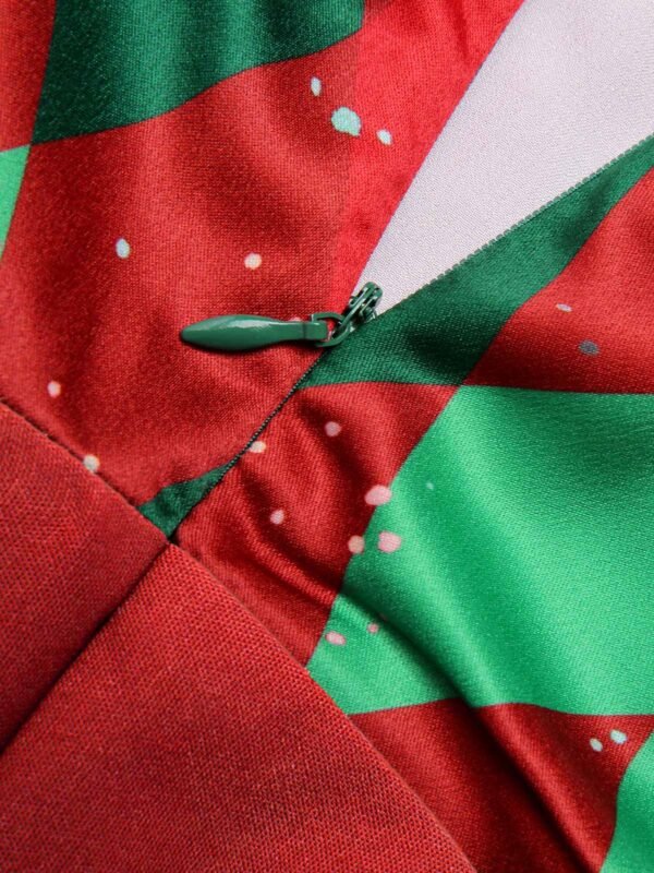 Green 1930s Christmas Plaid Lace Patchwork Jumpsuit – Bild 12