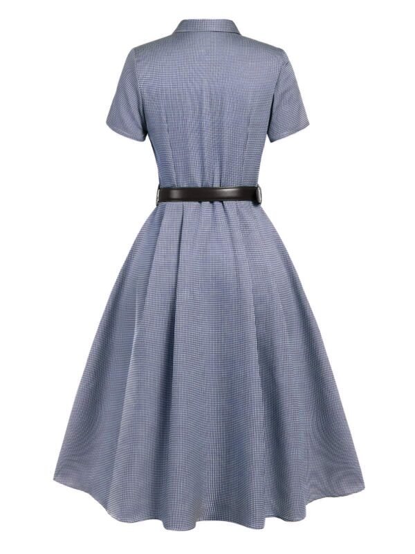 Brown 1940s Small Windowpane Plaid Dress – Bild 9