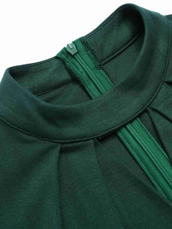 Green 1930s Plaid Keyhole Neck Belted Jumpsuit – Bild 6