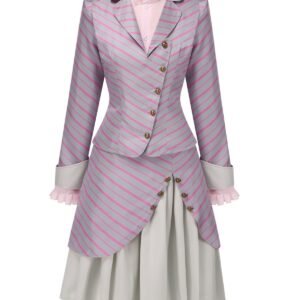 [Pre-Sale] 3PCS 1940s Ruffles Stripes Button Suit Set