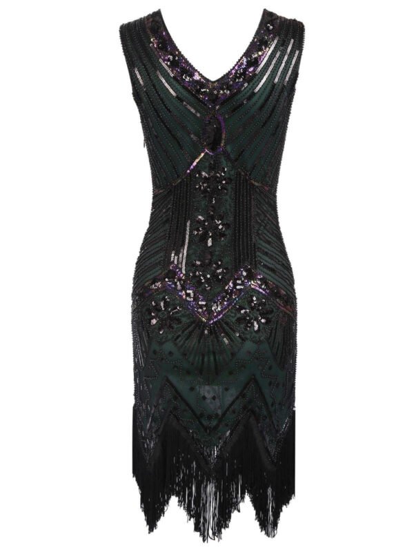 Dark Green 1920s Sequined Flapper Dress – Bild 8