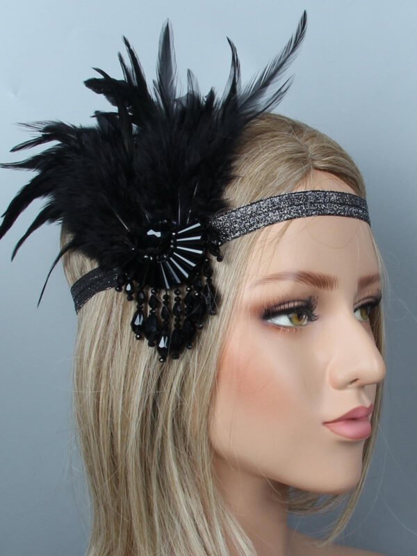 [US Warehouse] 1920s Feather Flapper Headband – Bild 2