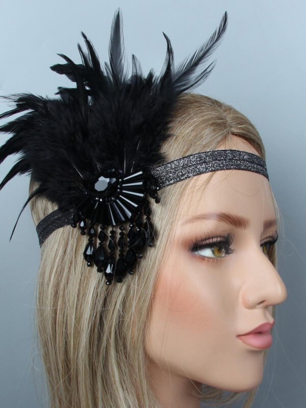 [US Warehouse] 1920s Feather Flapper Headband – Bild 3