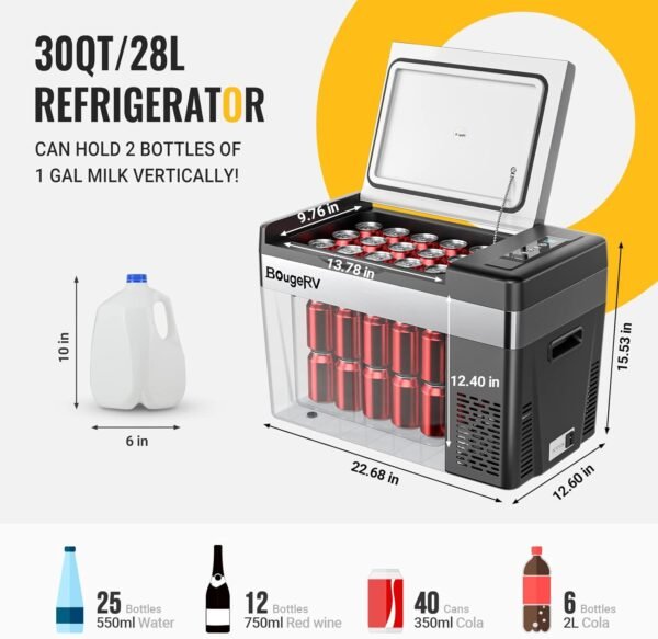 12 Volt Refrigerator 12V Car Fridge 30 Quart Portable Freezer Compressor Cooler -7℉~50℉ Compressor Freezer, 12/24V DC 110~240 Volt AC, for Truck RV SU – Bild 58
