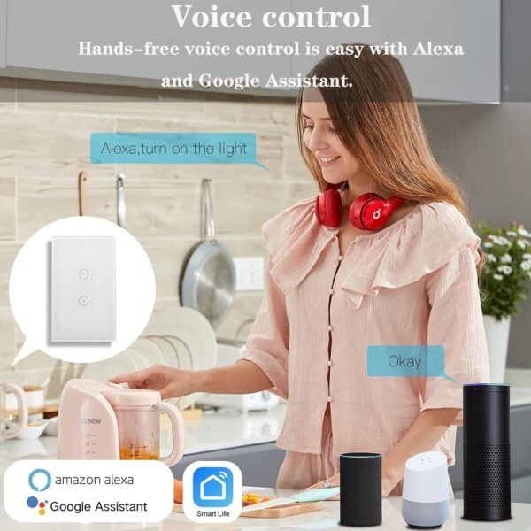 Wall Light Touch Panel Switch, Remote Control with Smart Phone,No Hub Required, AC 120V, Compatiable with Alexa Echo, Works with Google Home (3gang-2pack-Black) – Bild 4