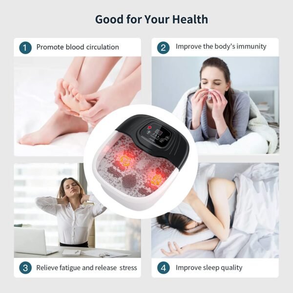 YOZIHAYL Foot Spa Bath Massager with Heat Epsom Salt Bubbles Vibration and Red Light 8 Massage Roller Pedicure Tub for Stress Relief Foot Soaker Acupressure Points&Temperature Contr – Bild 4