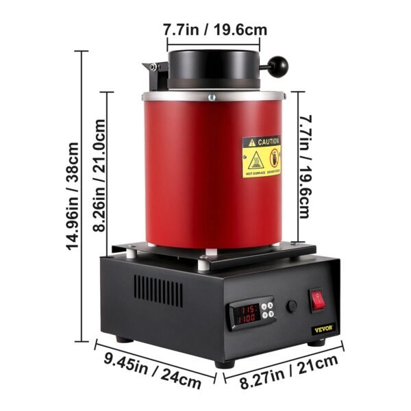 VEVOR Electric Melting Furnace, 3KG Digital Electric Melting Furnace, 1750W 1150℃/2102 ℉ Gold Smelter Furnace W/ Graphite Crucible & Ingot Die for Processing of Melting Gold, Silver, Copper, Aluminum – Bild 8